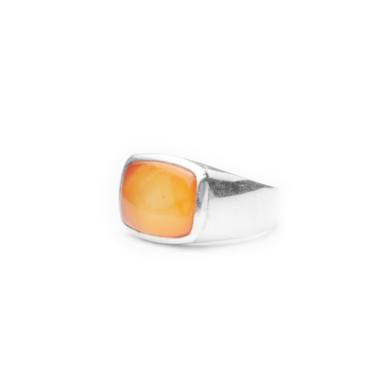 Carnelian Cabochon rectangular ring with thick band side angle