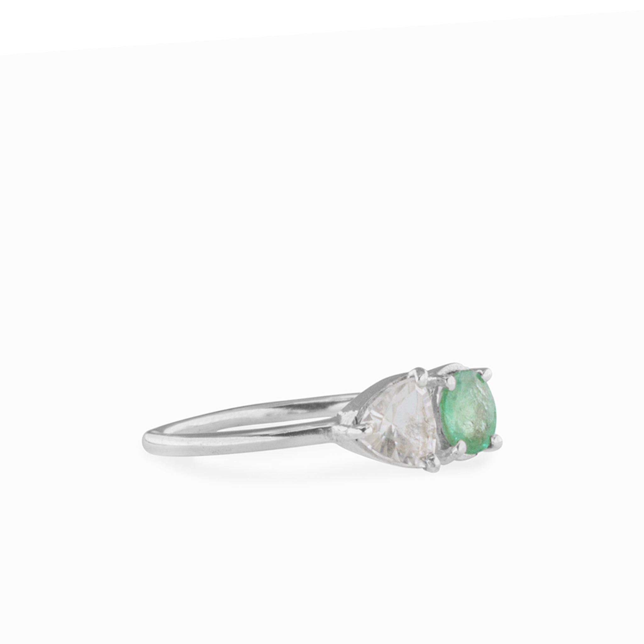 Emerald and Clear Quartz Ring