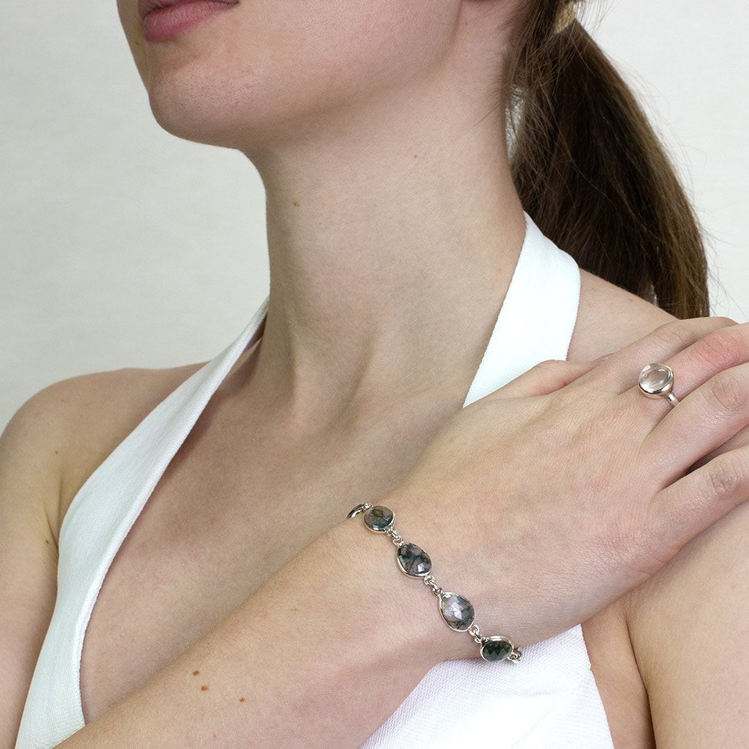 Moss Agate Beaded Bracelet