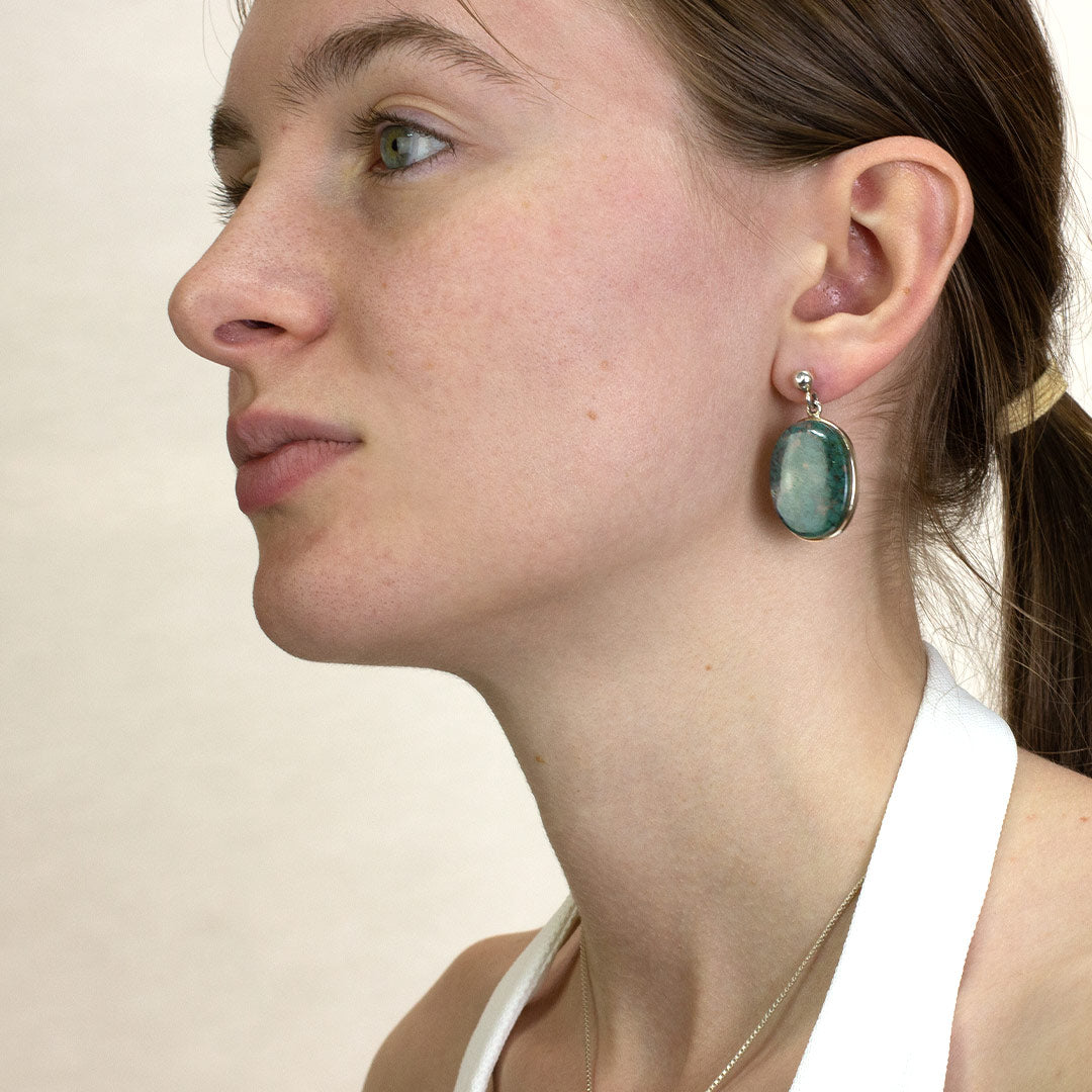 Moss Agate Drop Earrings
