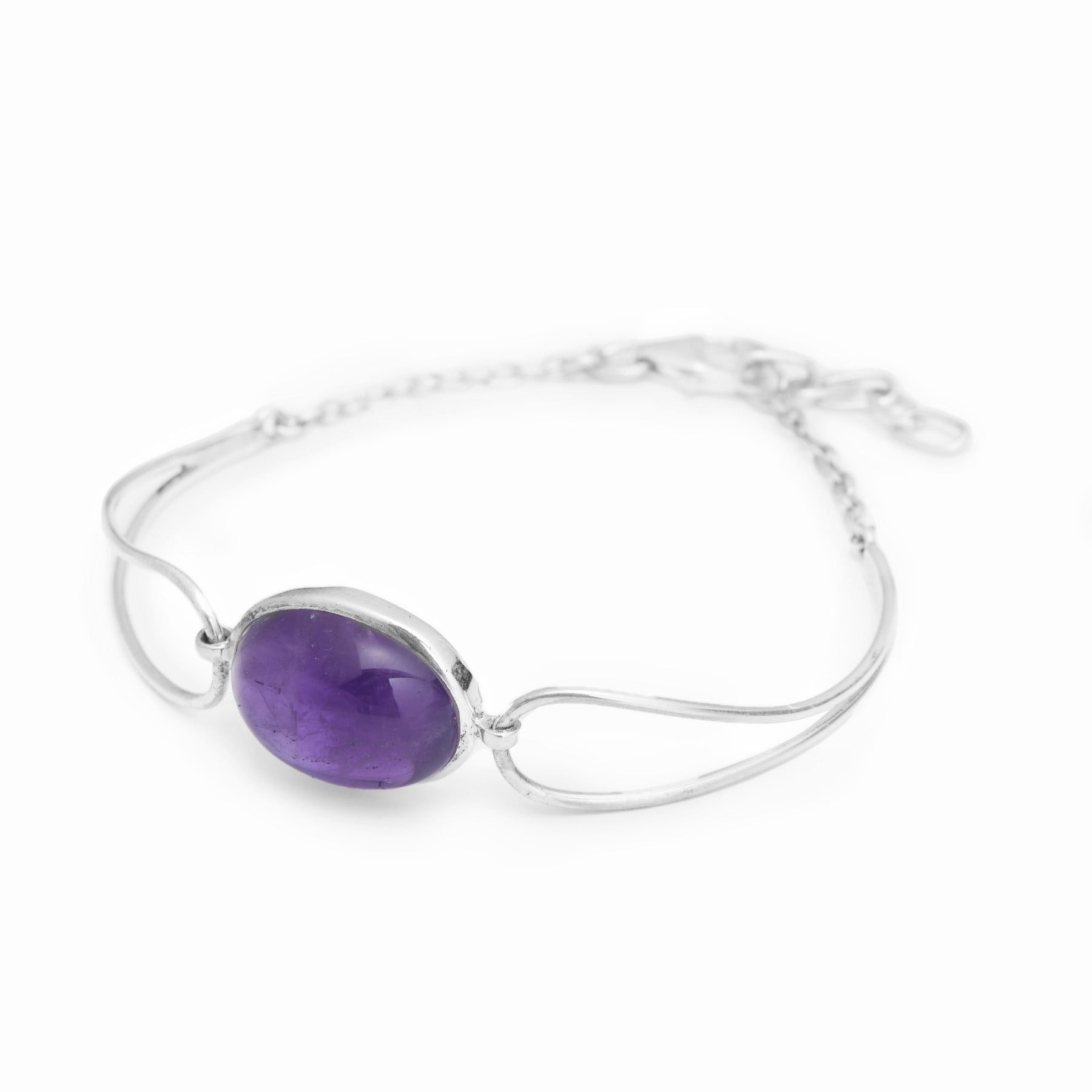 Amethyst cabochon oval bezel Bracelet