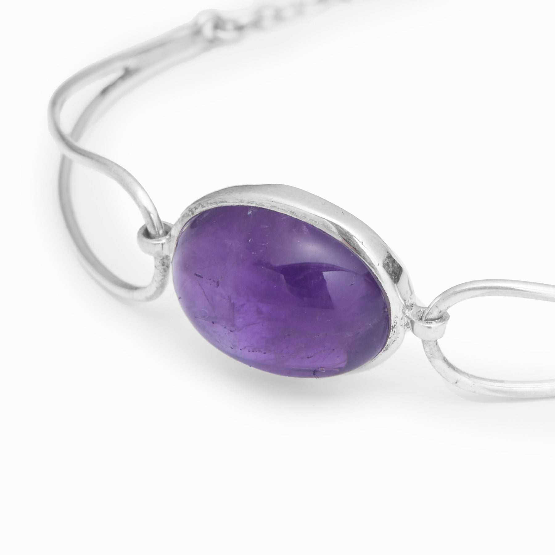 Amethyst cabochon oval bezel Bracelet