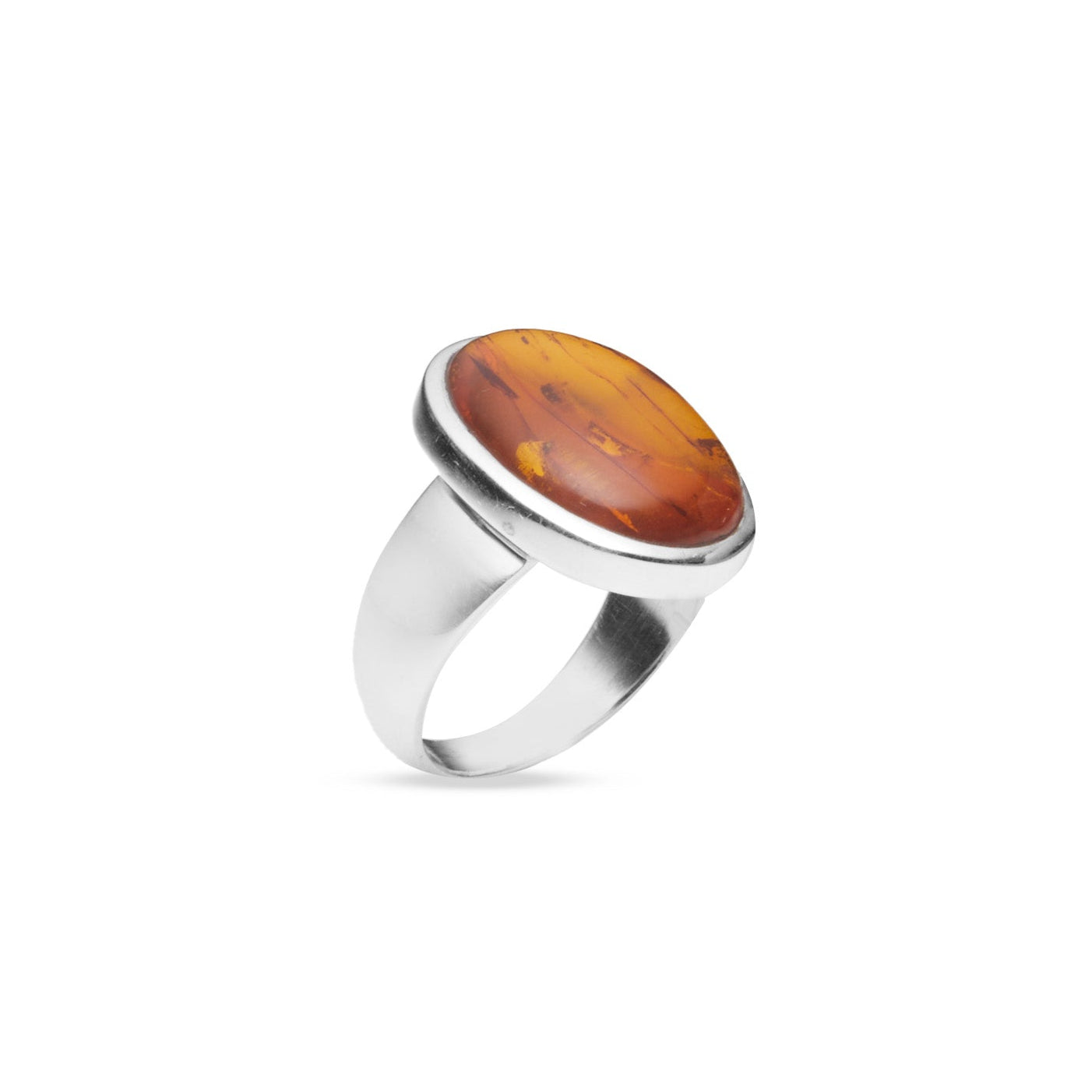 Amber cabochon oval bezel set ring under side