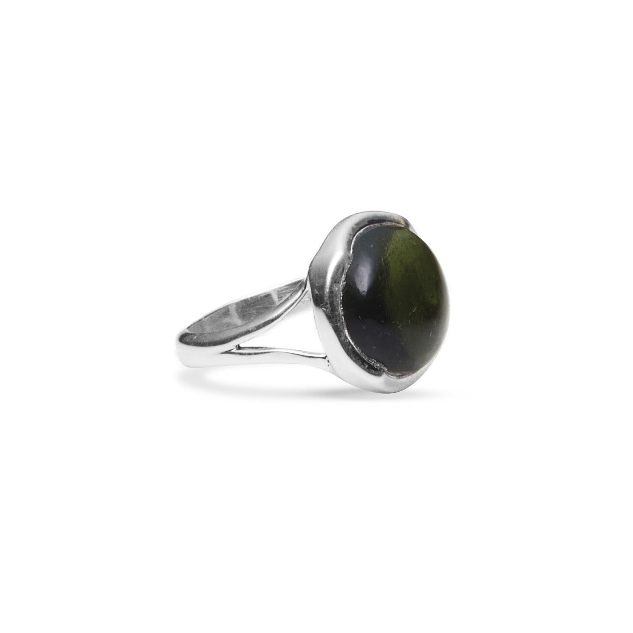 Moldavite Cabochon Ring