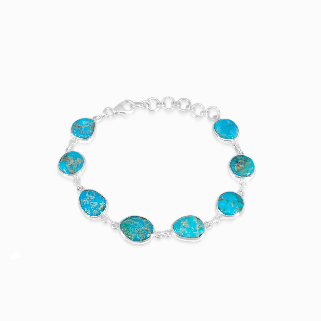 Turquoise stone bracelet on a white background
