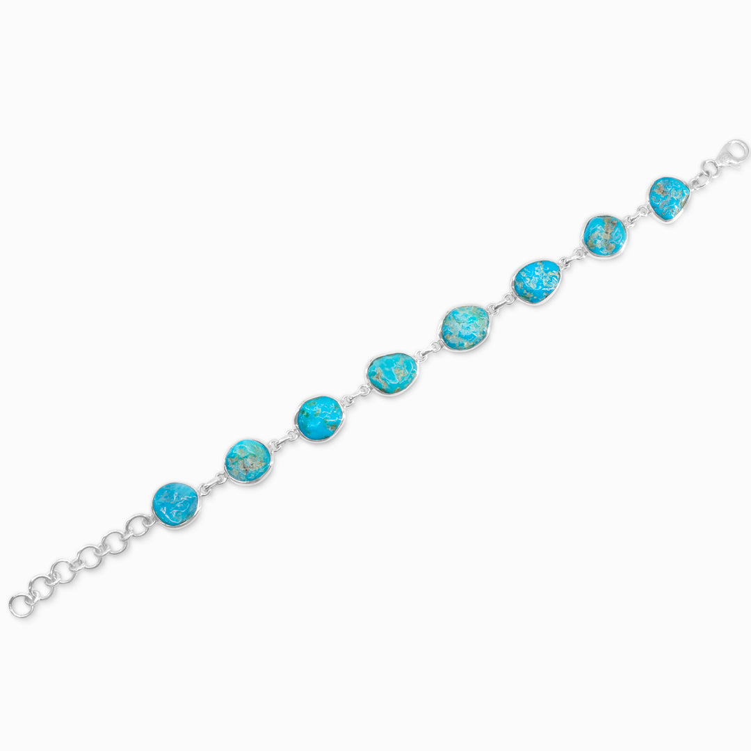 Turquoise stone bracelet on a white background