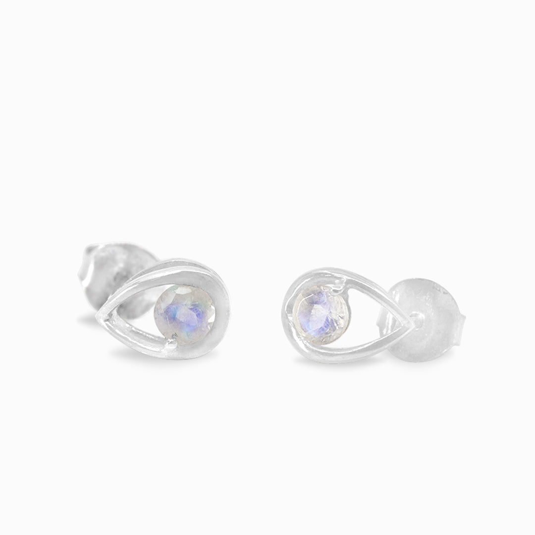 Rainbow Moonstone Stud Earrings