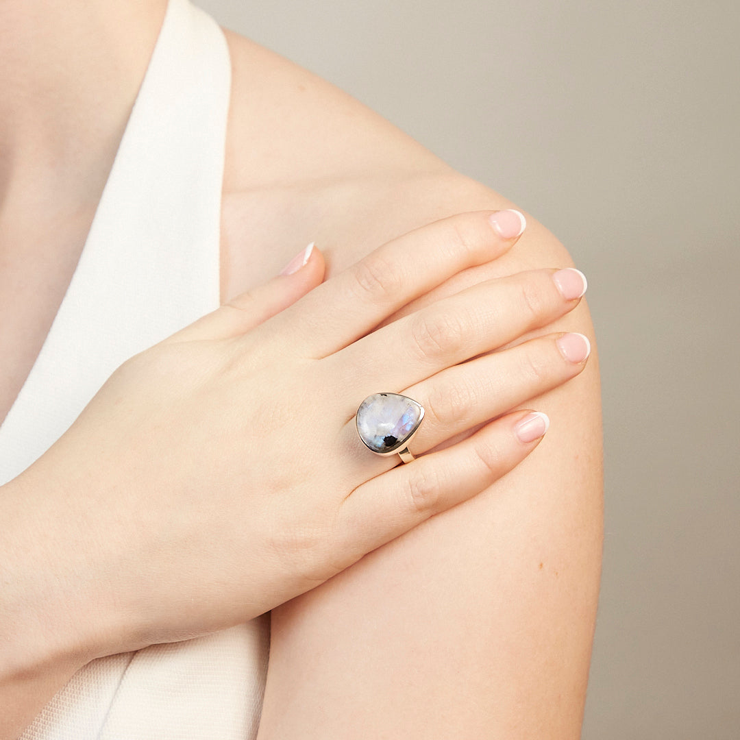 Rainbow Moonstone Ring