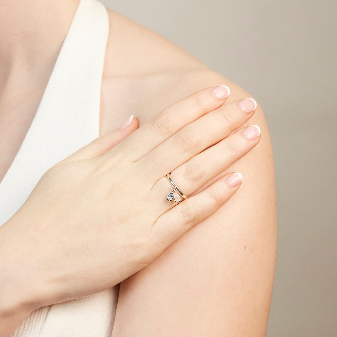 Blue Topaz & Rainbow Moonstone Ring