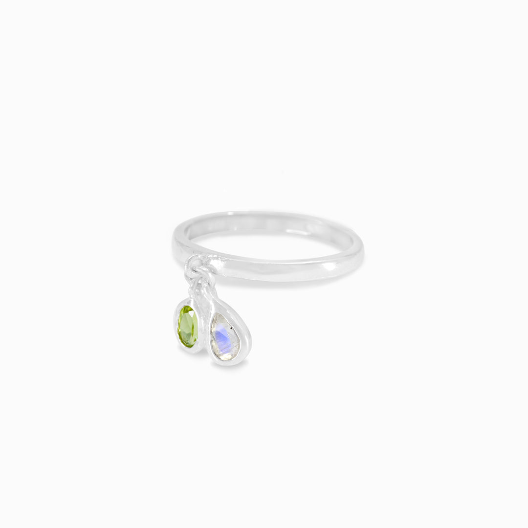 Peridot & Rainbow Moonstone Ring