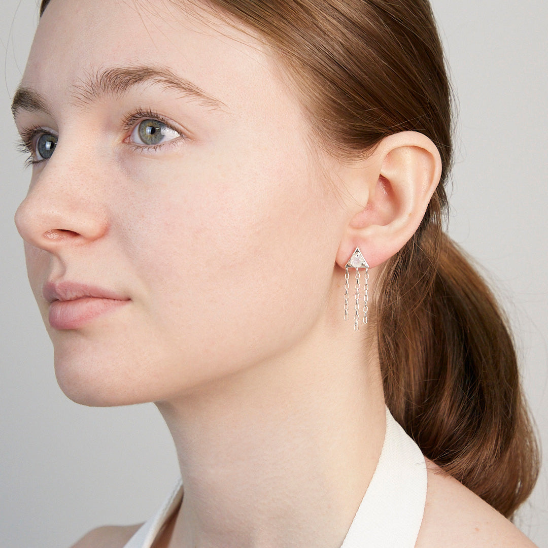 Rainbow Moonstone Stud Earrings