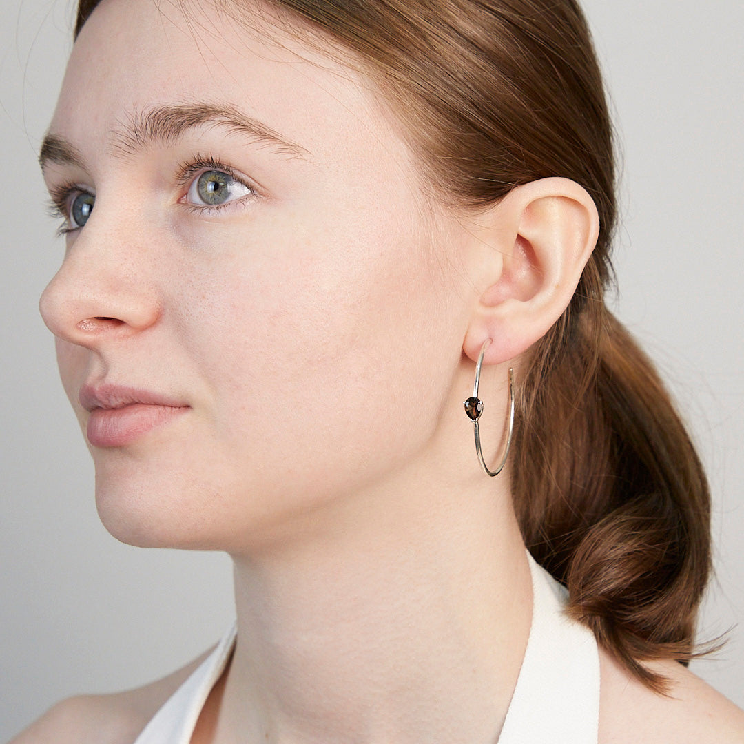 Smokey Quartz Hoops