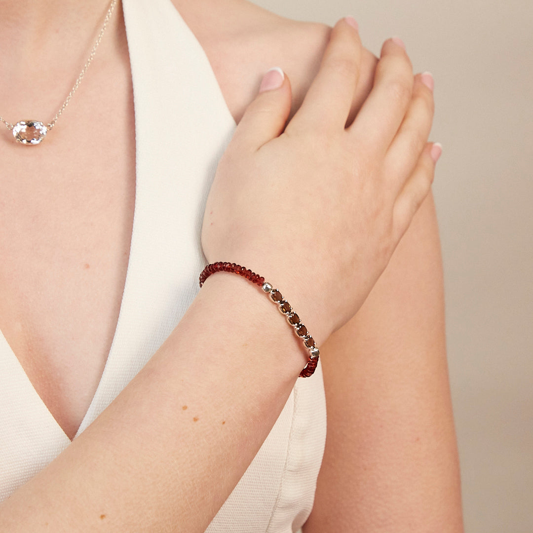 Garnet & Smokey Quartz Bracelet