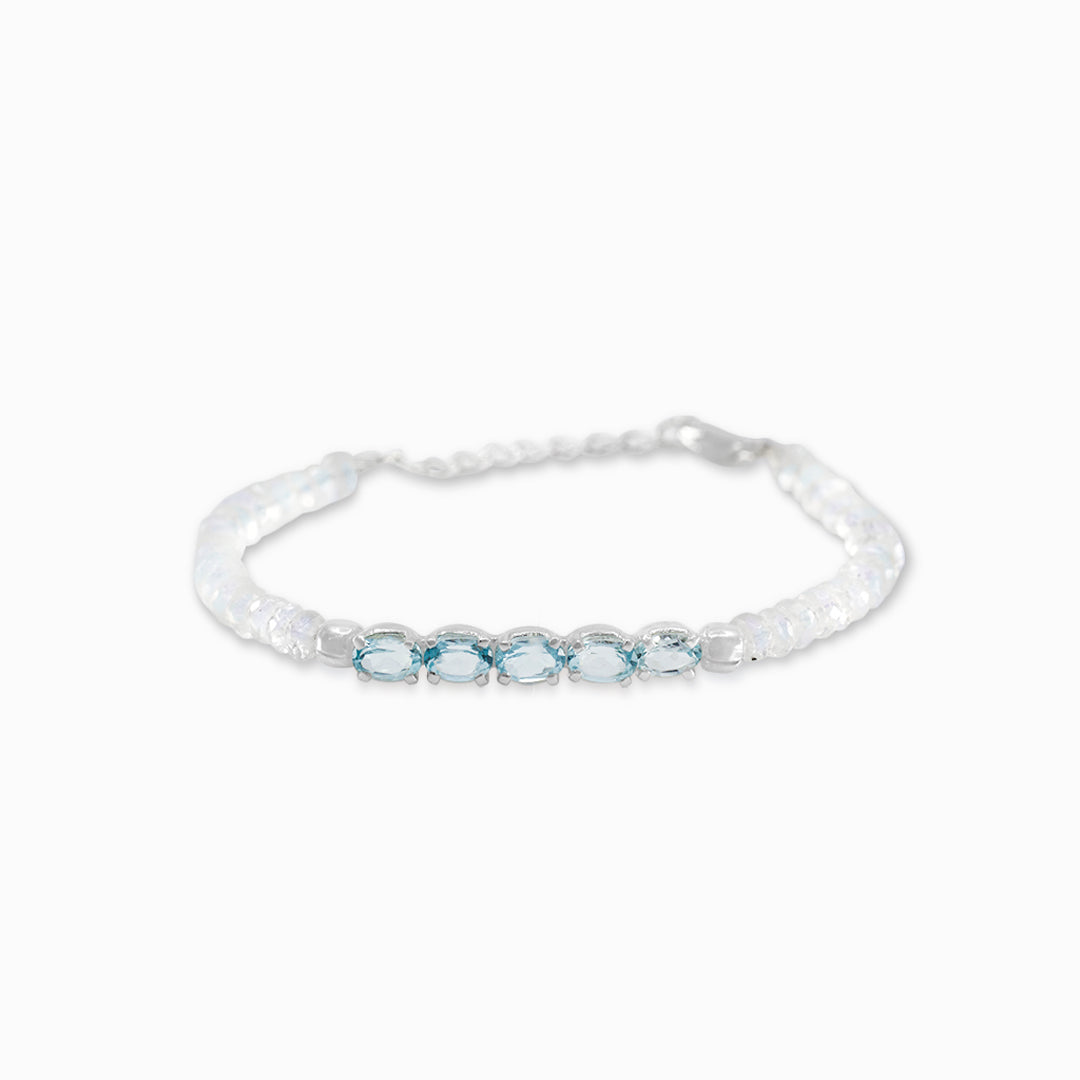 Blue Topaz & Rainbow Moonstone Bracelet