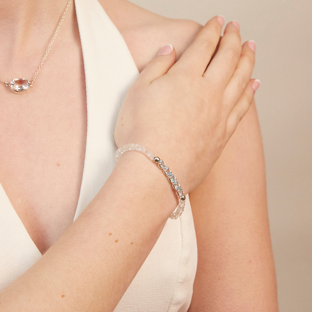 Blue Topaz & Rainbow Moonstone Bracelet