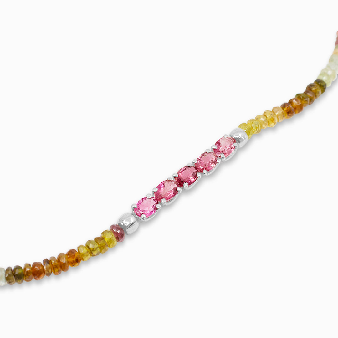 Pink & Watermelon Tourmaline Beaded Bracelet
