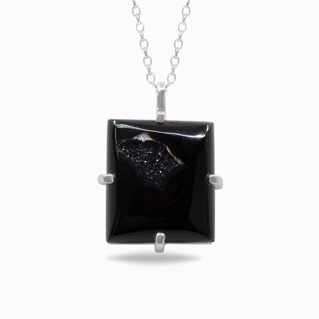 Black Onyx Druzy Necklace