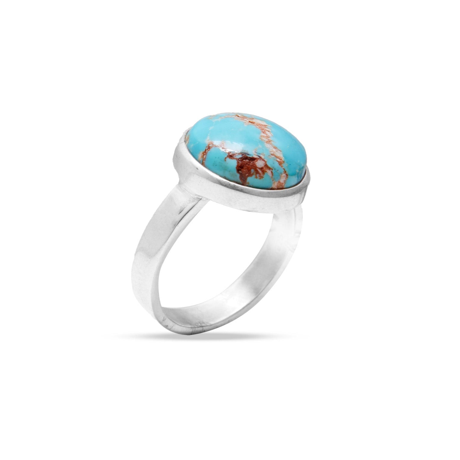 Amaroo Turquoise cabochon round bezel set ring