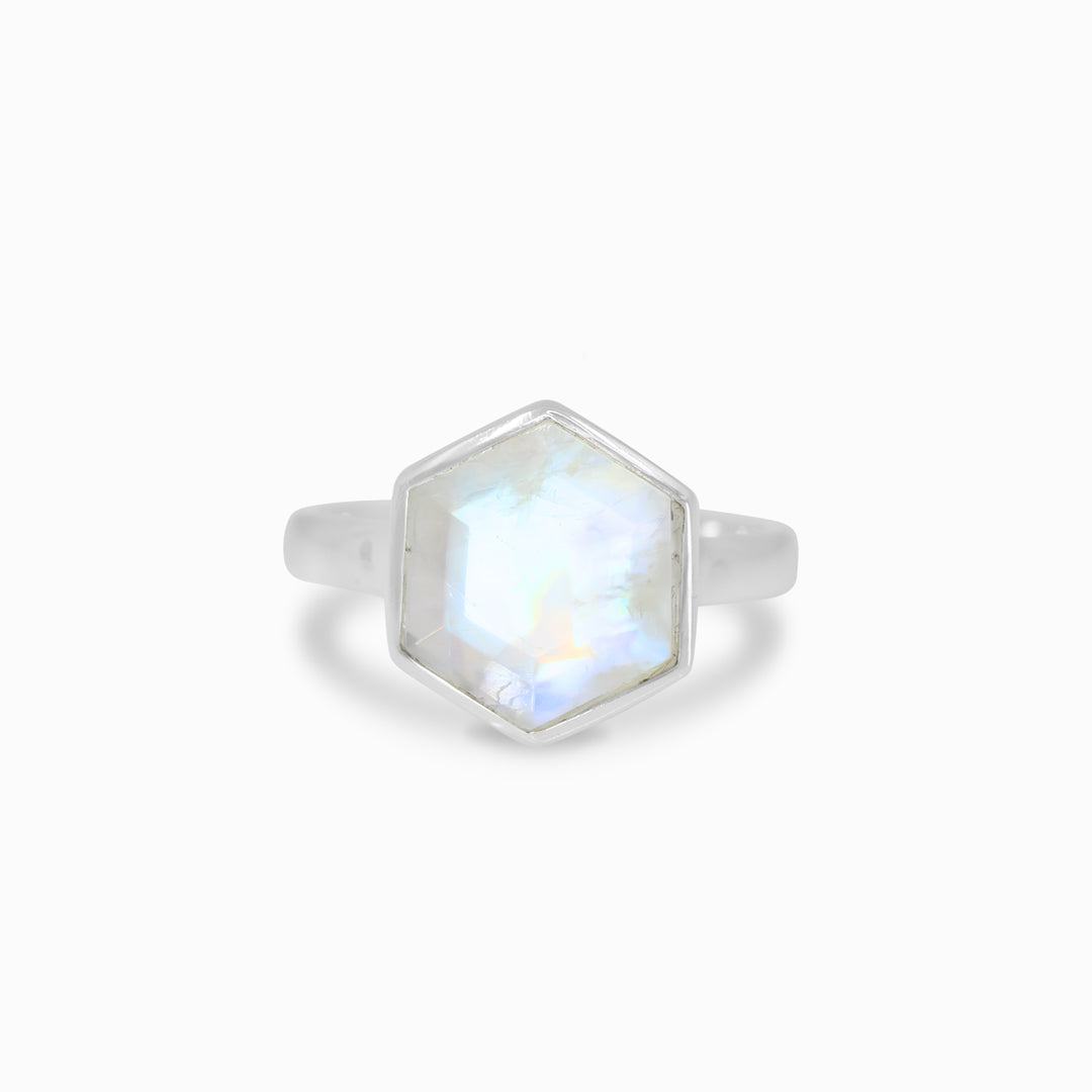 Rainbow Moonstone Ring