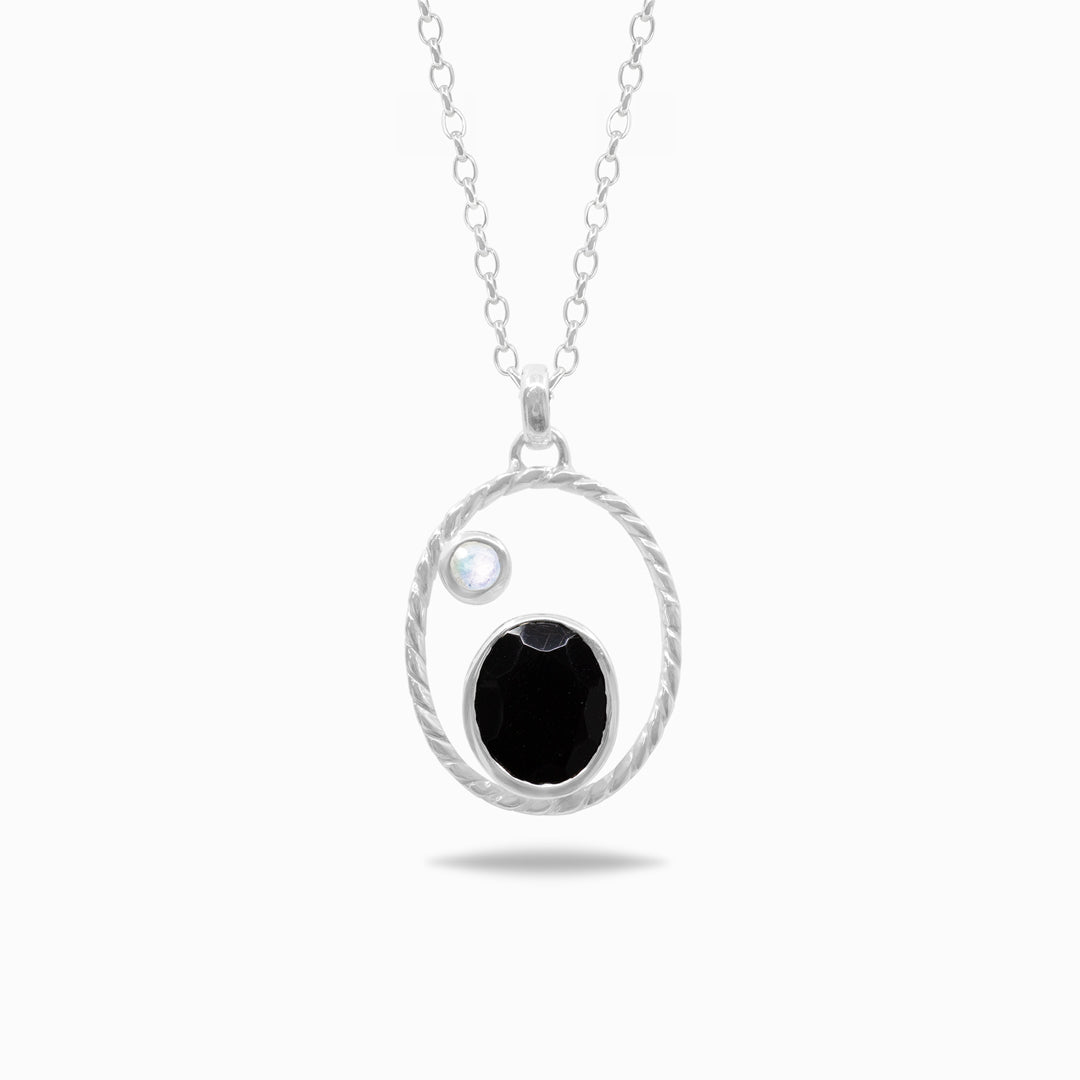 Black Onyx & Moonstone Necklace