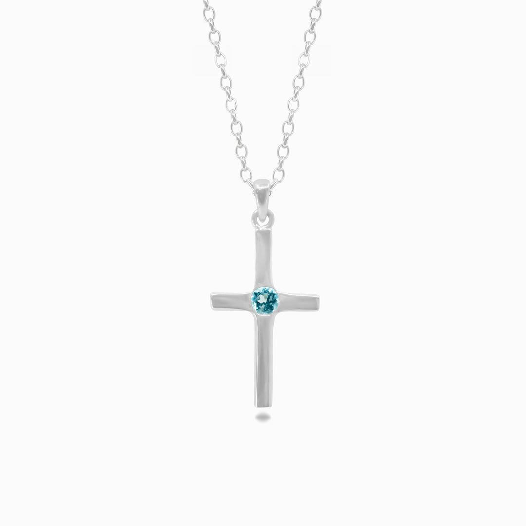 Blue Topaz Cross Necklace