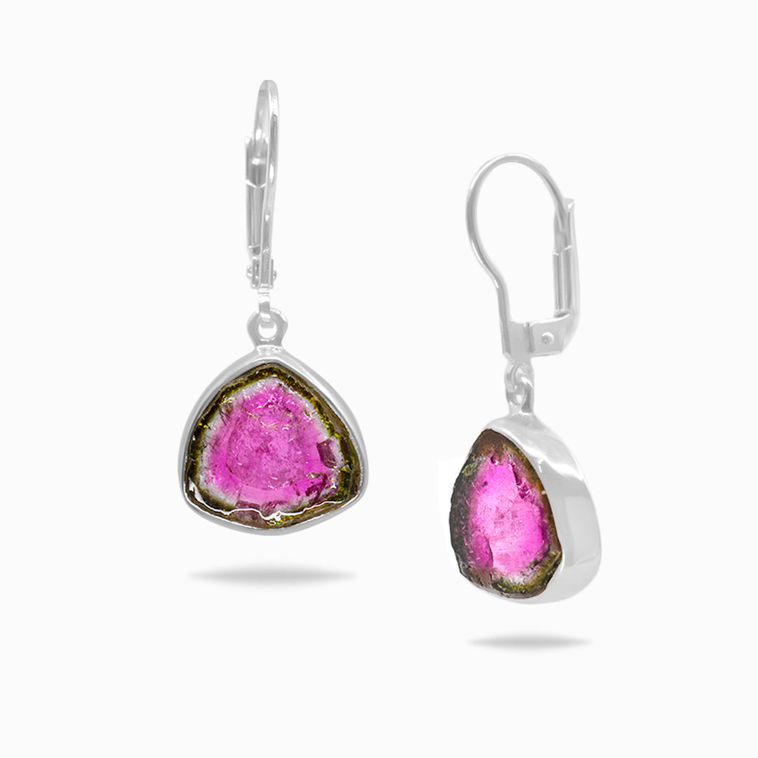 Watermelon Tourmaline Drop Earrings