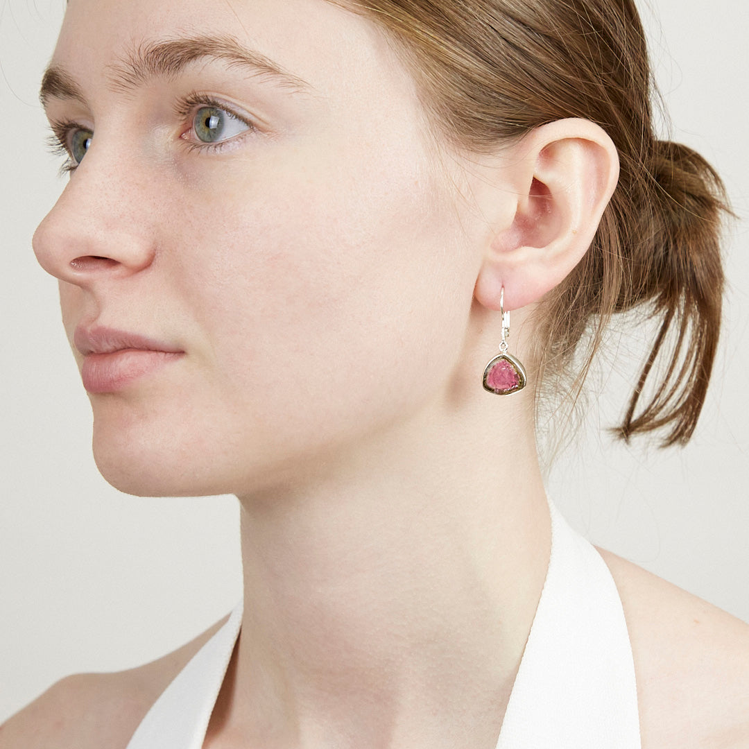 Watermelon Tourmaline Drop Earrings