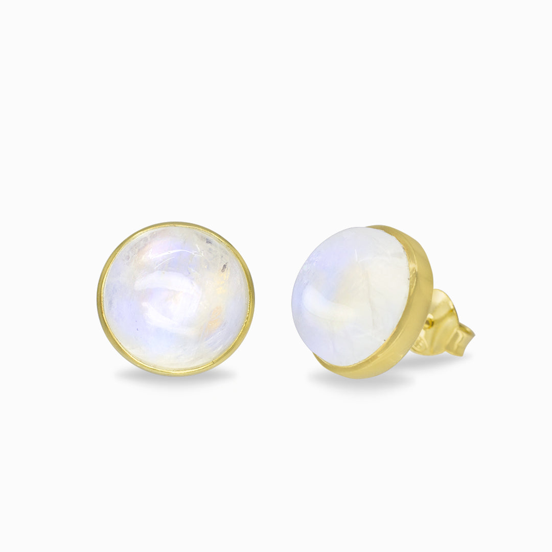 Rainbow Moonstone Stud Earrings