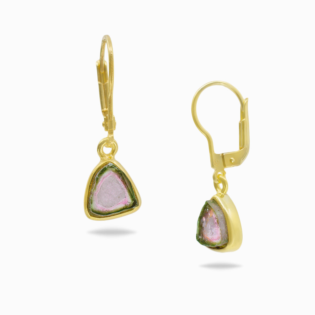 Watermelon Tourmaline Drop Earrings