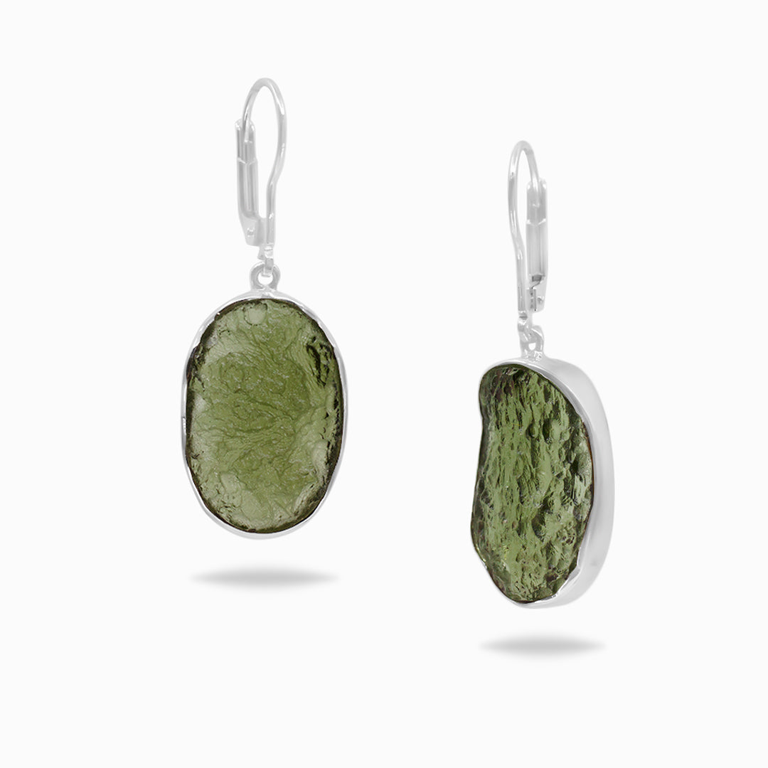 Moldavite Drop Earrings
