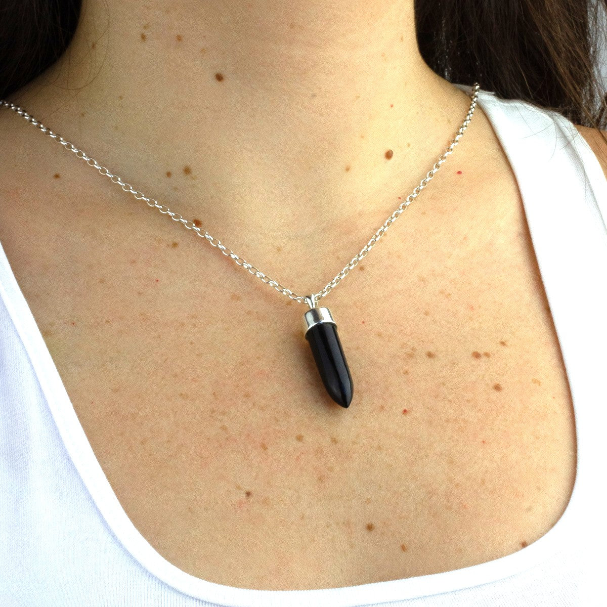 Black Obsidian Bullet Necklace