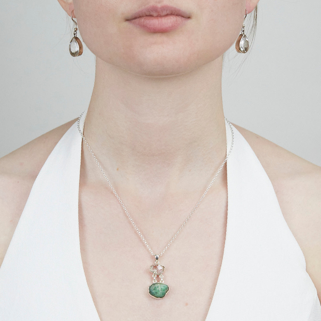 Emerald & Herkimer Diamond Necklace
