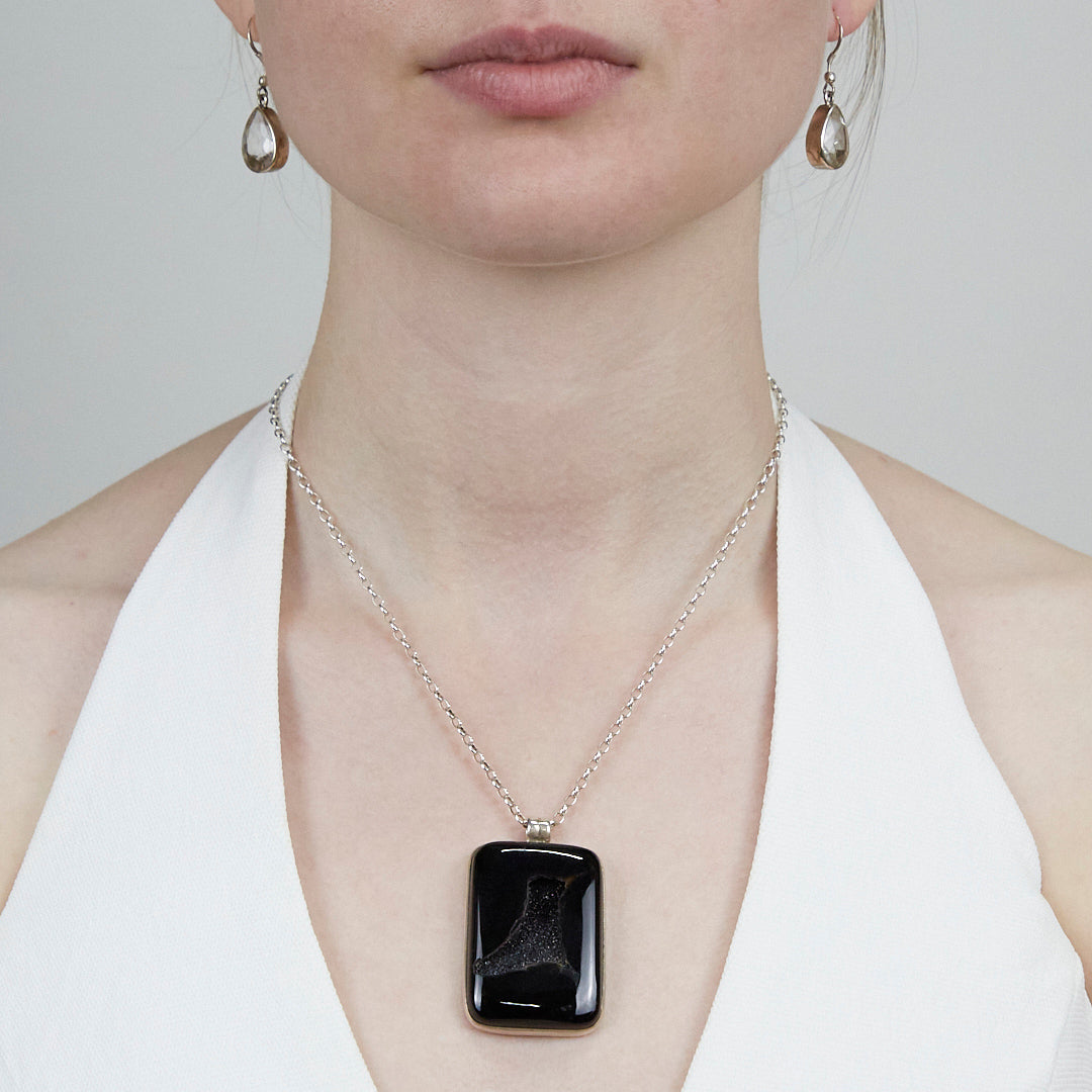 Black Onyx Druzy Necklace