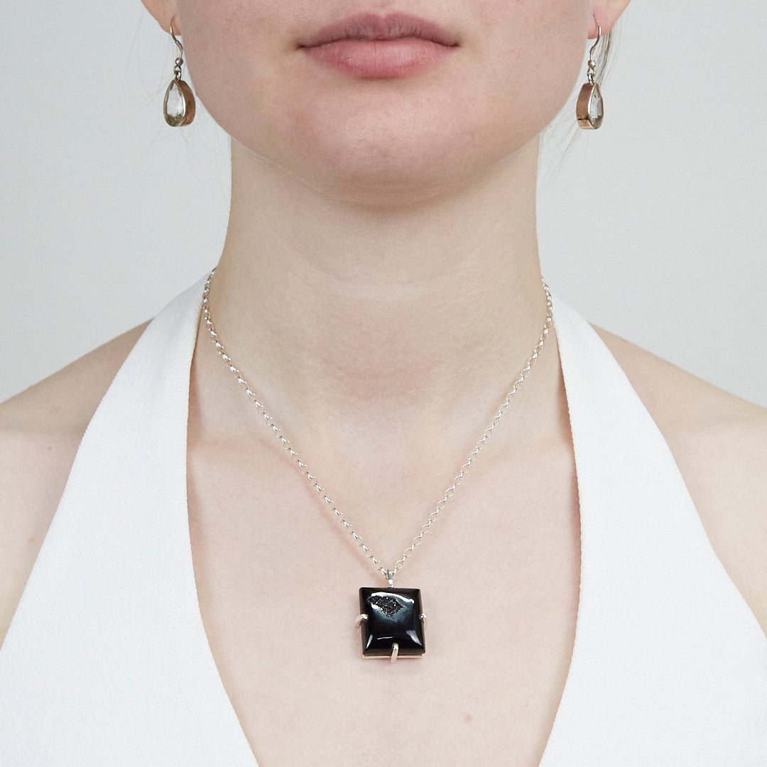 Black Onyx Druzy Necklace
