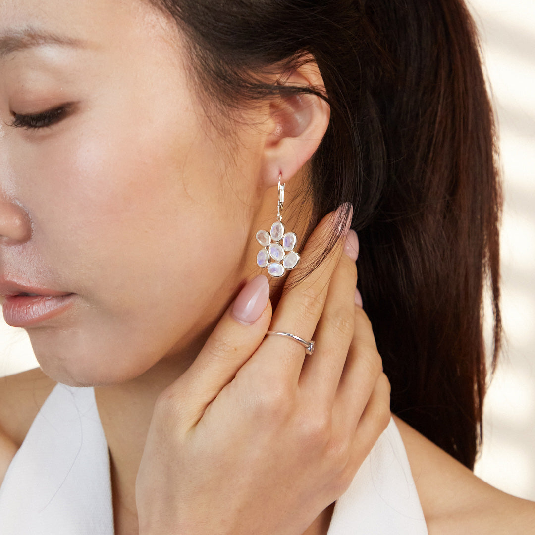 Rainbow Moonstone Drop Earrings