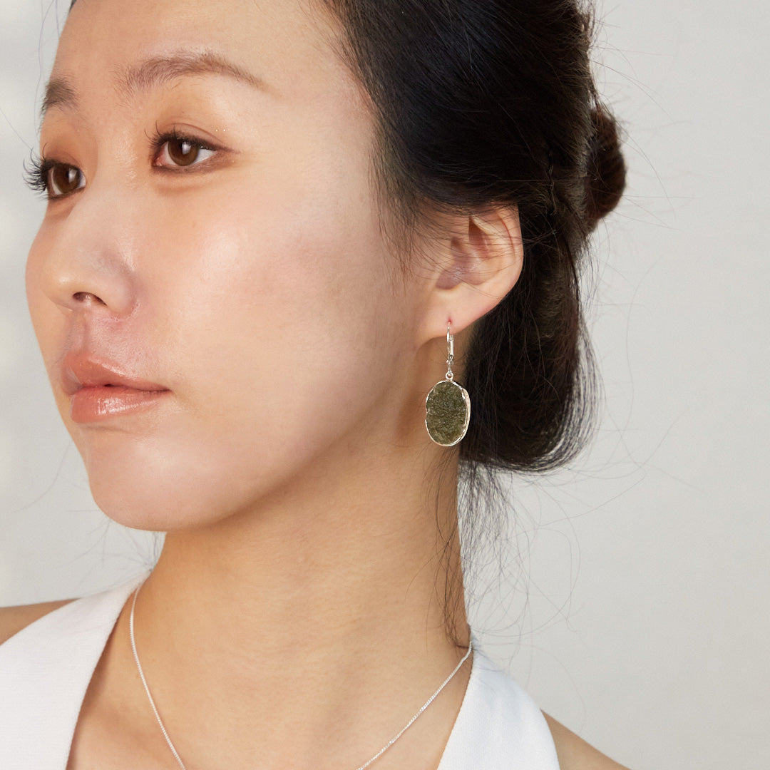 Moldavite Drop Earrings