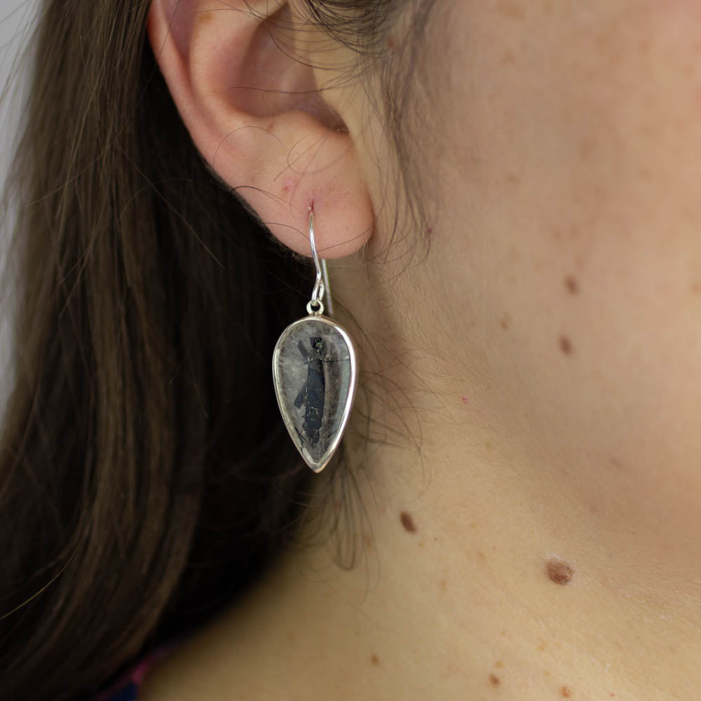 tourmalinated quartz earring