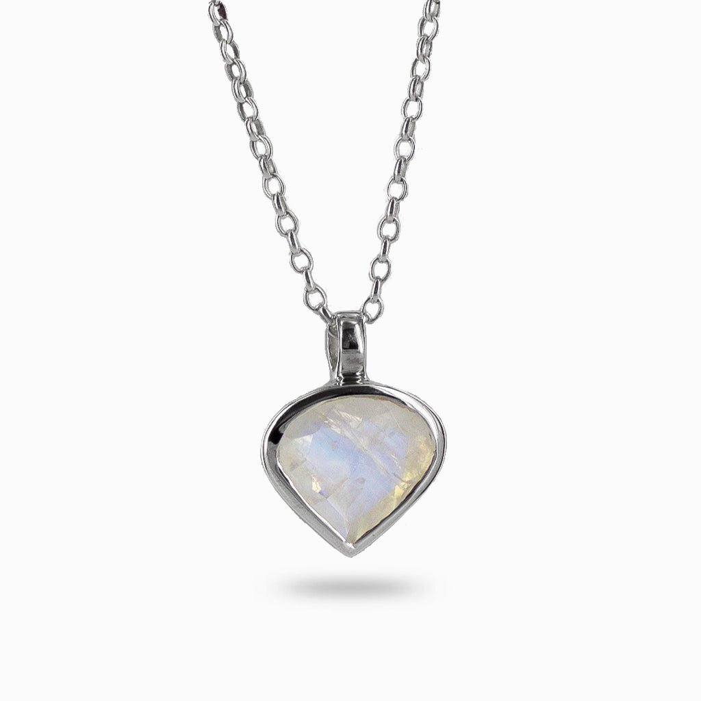 Silver Rainbow Moonstone Necklace