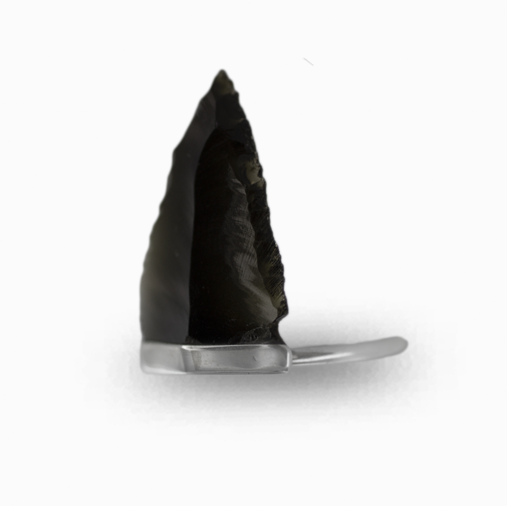 apache tear obsidian point ring rough natural black