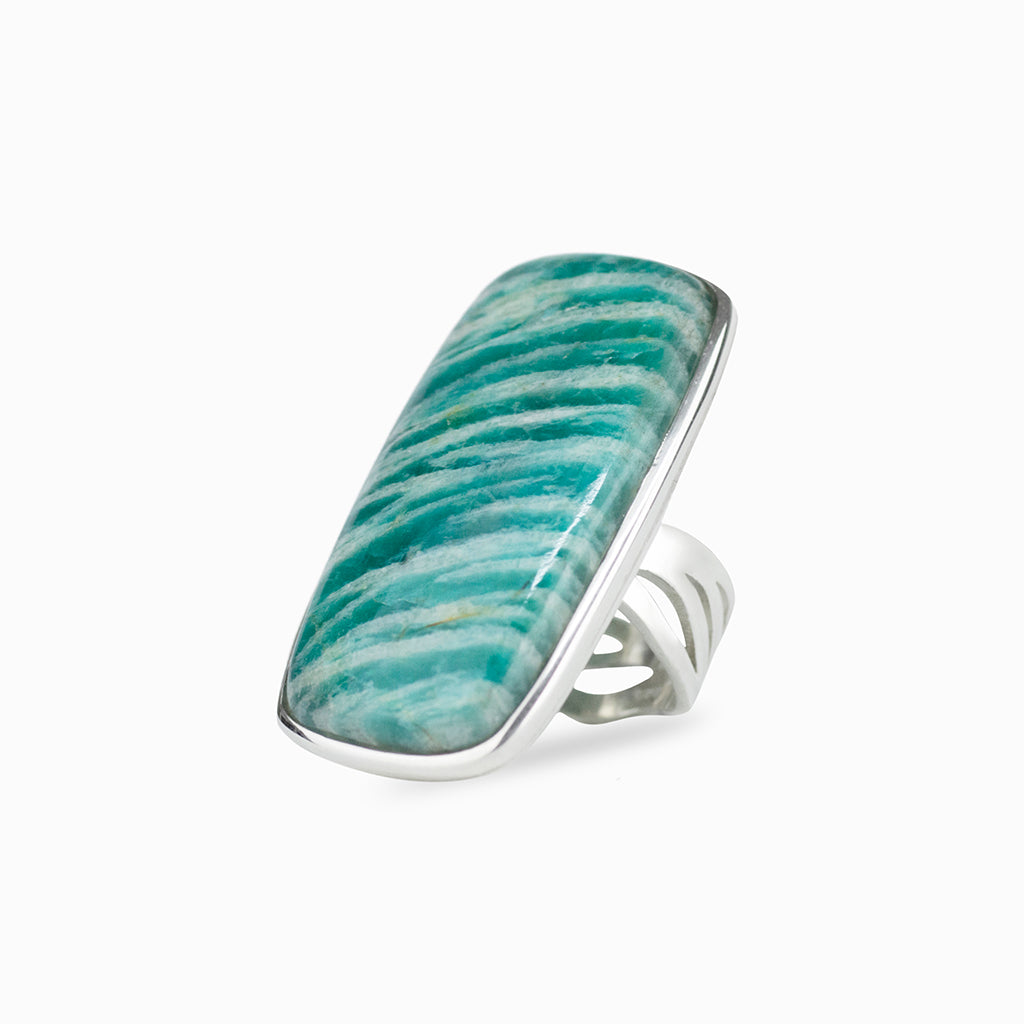 Amazonite Rectangle Cabochon ring 