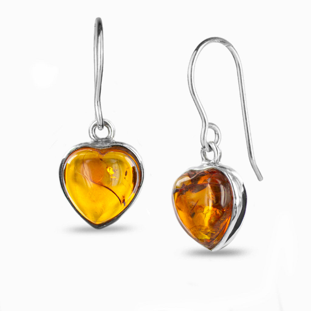 golden orange coloured heart shaped cabochon hooks. Open back bezel 