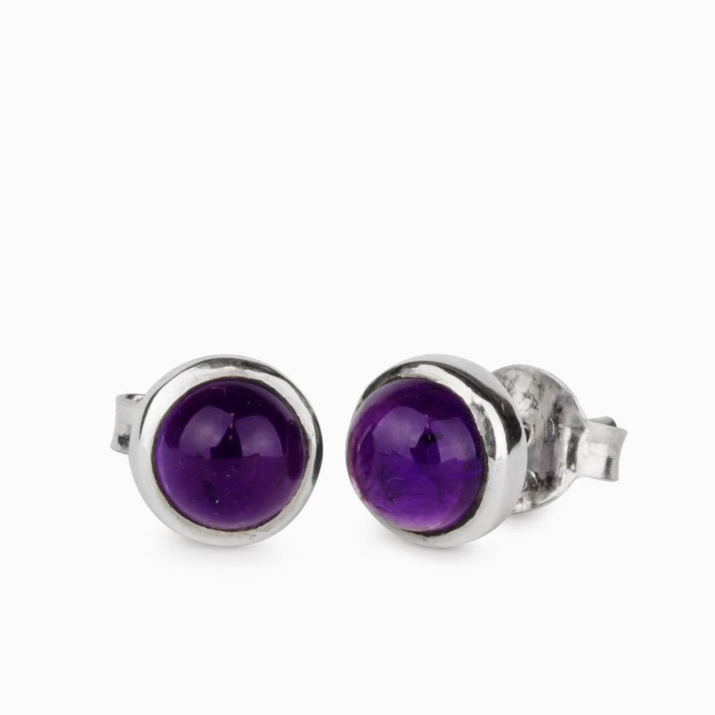 Handmade Amethyst Drop Earrings – Lab Created Purple Gemstone, Silver Plated, 1.97 Inch