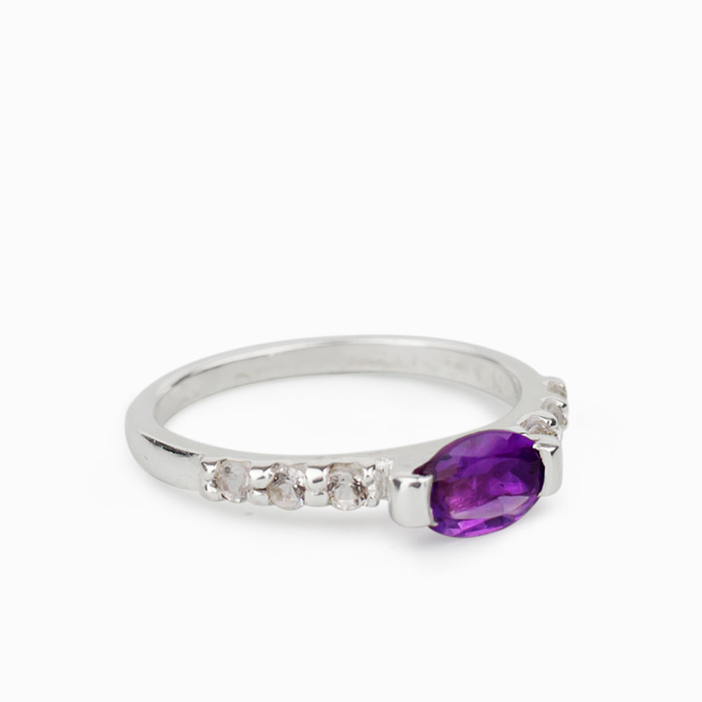 Amethyst and White Topaz Ring