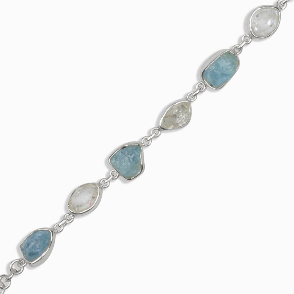 Aquamarine & Herkimer Diamond Bracelet