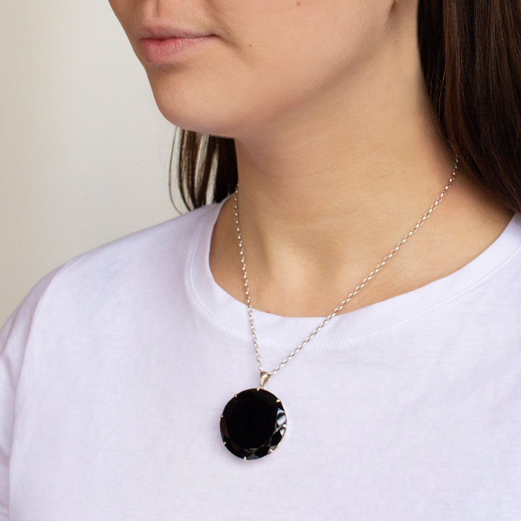 Round Faceted Black Onyx Necklace