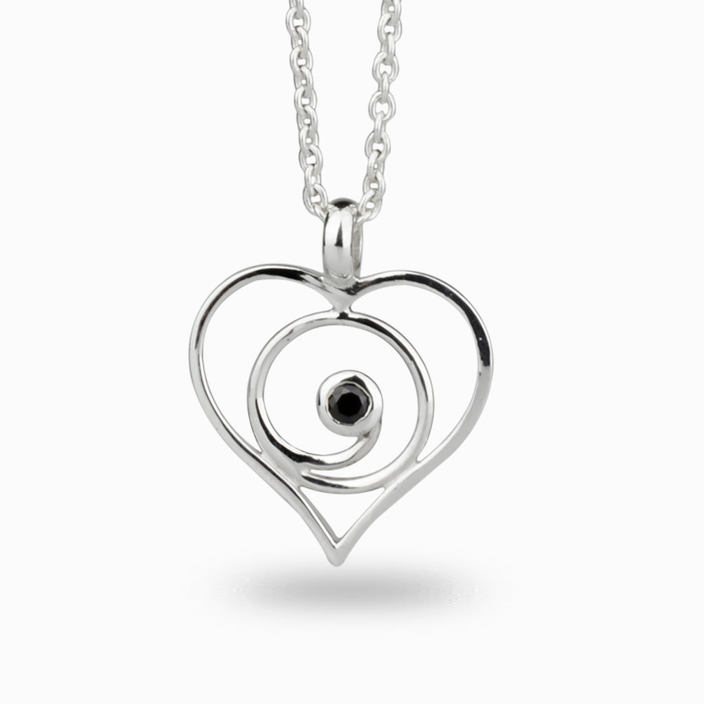 Heart Shaped Gratitude design Black Onyx Necklace