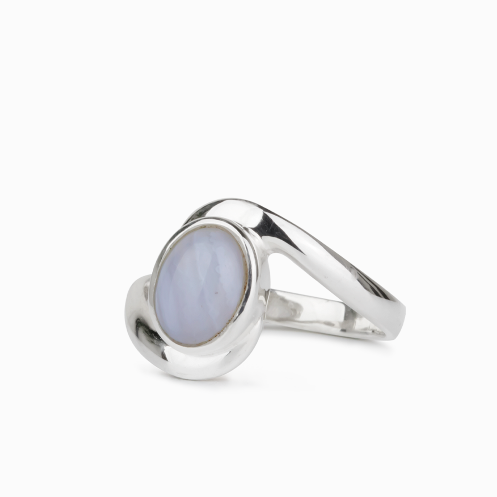 Oval shaped Blue Lace Agate ring 