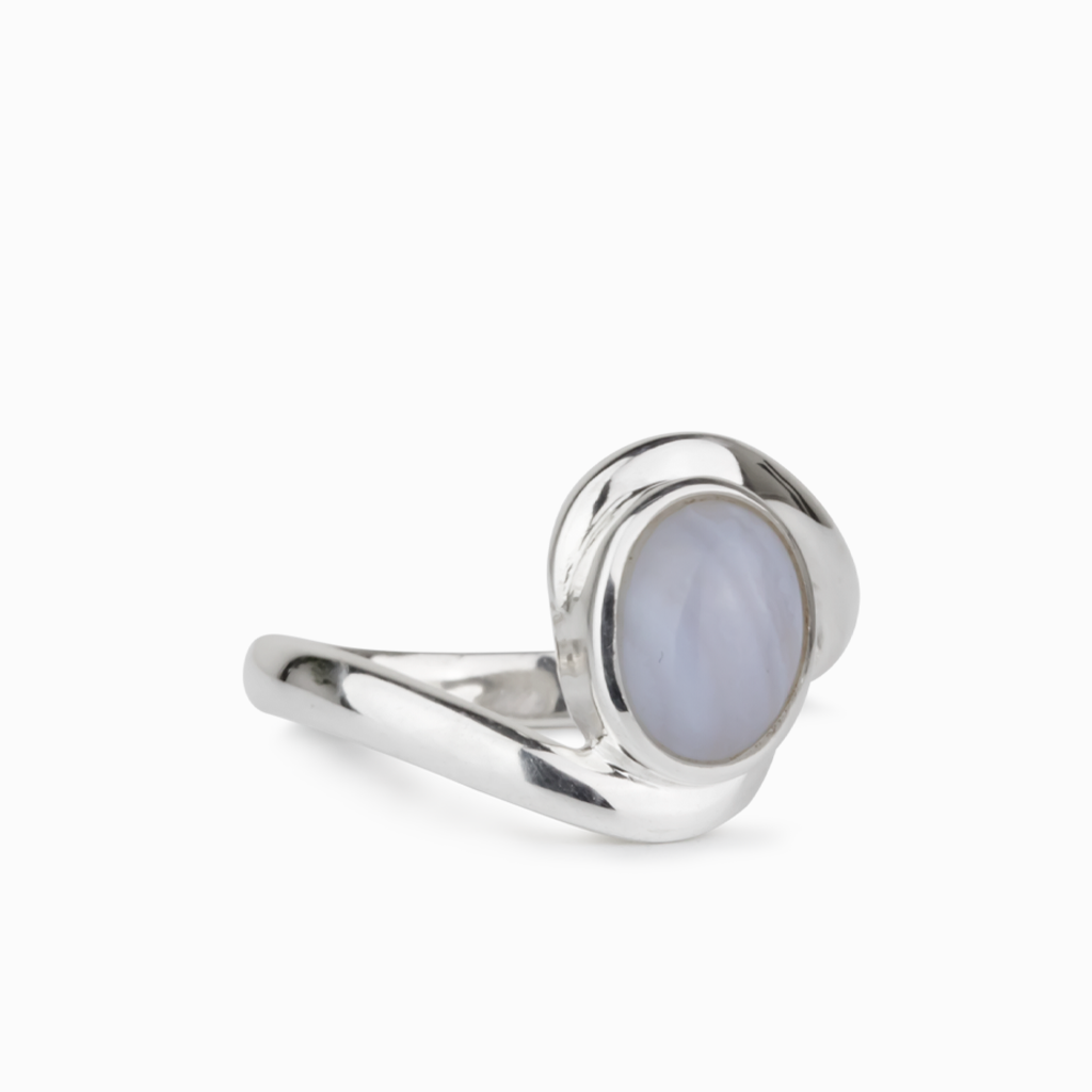 Oval shaped Blue Lace Agate ring 