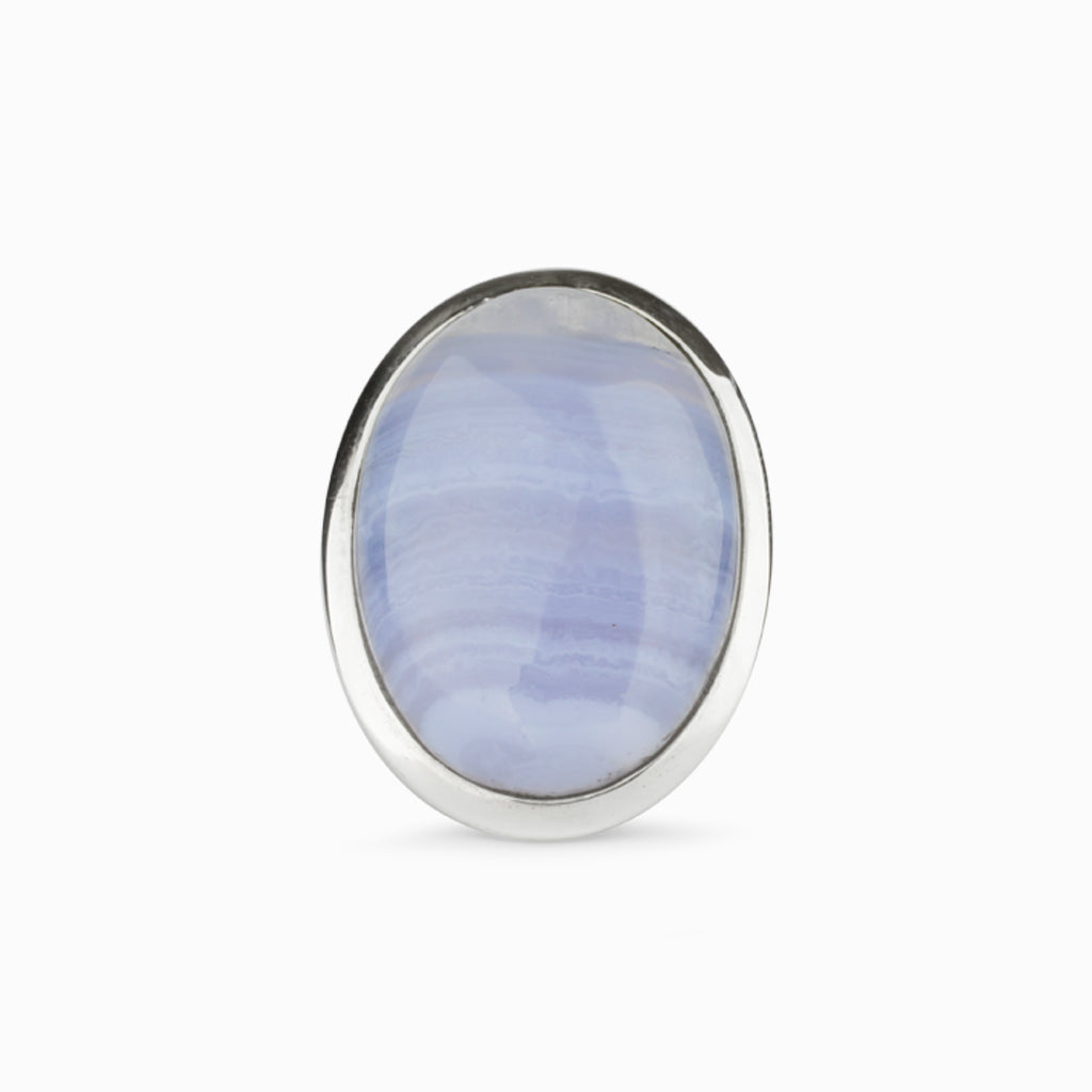 Oval Shape Blue Lace Agate Ring