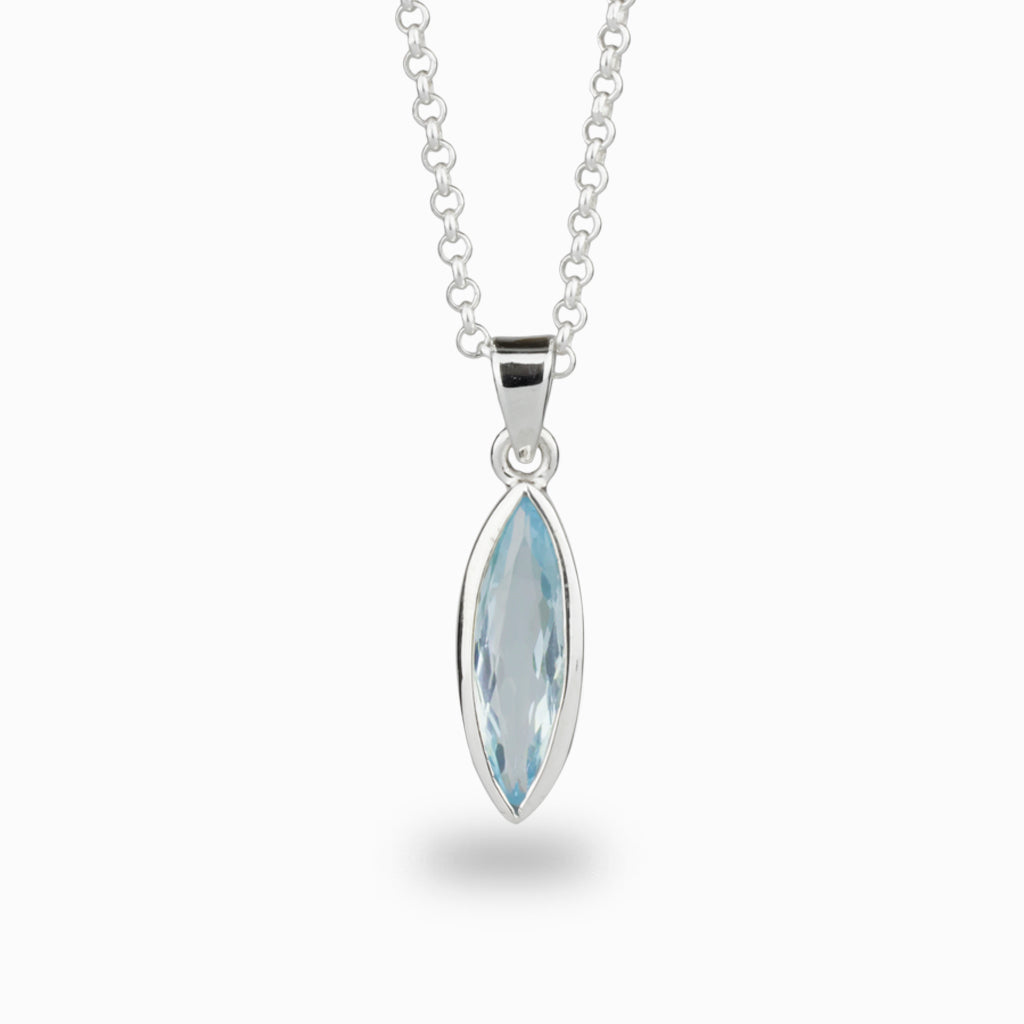 Marquis -shaped Blue Topaz Necklace